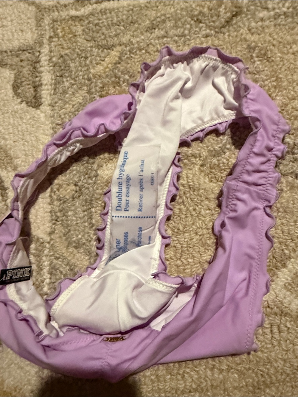 PINK Victoria's Secret Lilac Ruffle Bikini Bottoms - Picture 3 of 4